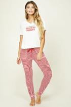 Forever21 Women's  Cream & Red Give Me My Presents Pj Set