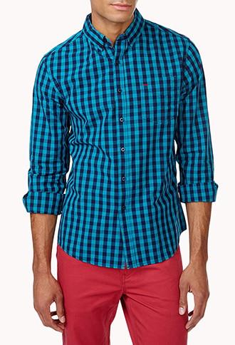 21 Men Classic Fit Gingham Button Down
