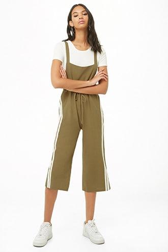 Forever21 Side-striped Square-neck Jumpsuit