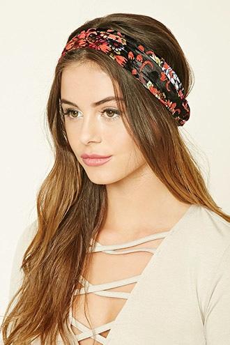 Forever21 Velvet Floral Print Headwrap