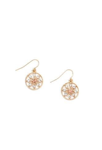 Forever21 Faux Gem Medallion Drop Earrings