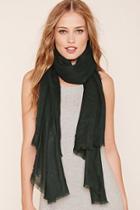 Forever21 Green Frayed Oblong Scarf