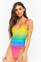 Forever21 Jaded London Rainbow One-piece Swimsuit