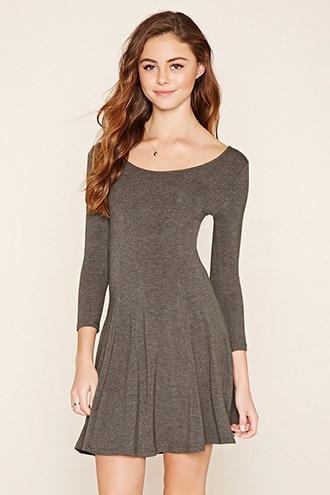 Forever21 Women's  Charcoal Heather Knit Skater Dress