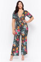 Forever21 Plus Size Floral Striped Jumpsuit