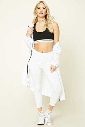 Forever21 Women's  White Longline Windbreaker Jacket