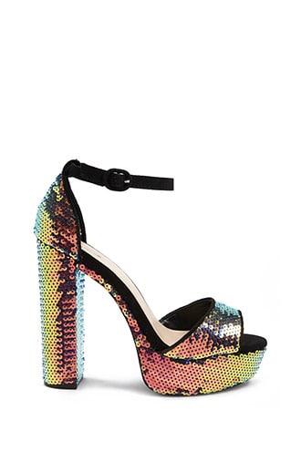 Forever21 Qupid Sequined Chunky Heels