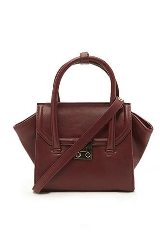 Forever21 Wine Faux Leather Trapeze Crossbody