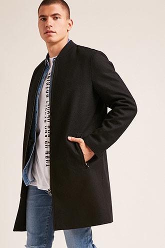 Forever21 Zip-up Wool-blend Coat