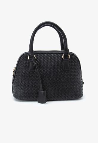Forever21 Faux Leather Dome Satchel Black One Size
