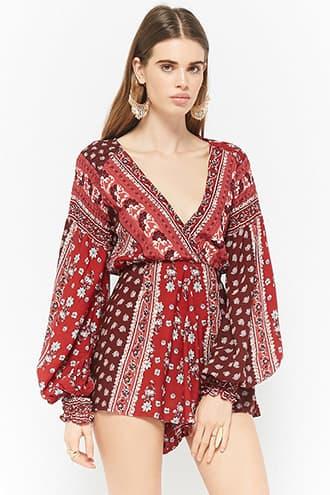 Forever21 Selfie Leslie Bandana Print Romper