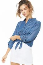 Forever21 Chambray Tie-hem Shirt