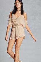 Forever21 Women's  Blush Open-shoulder Surplice Romper