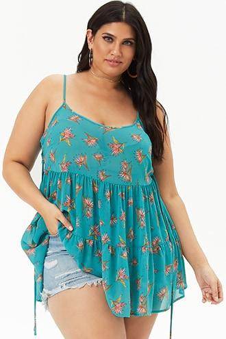 Forever21 Plus Size Chiffon Floral Print Top