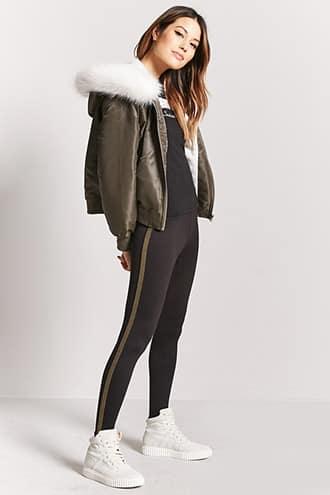 Forever21 Metallic Stripe Stirrup Leggings