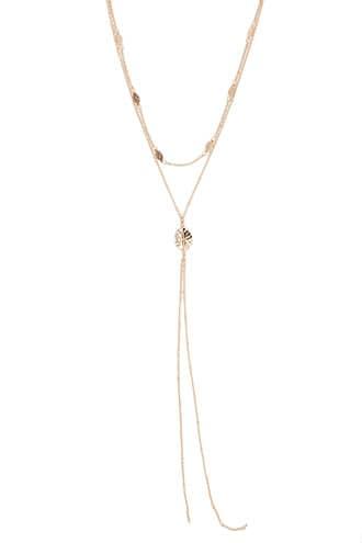 Forever21 Hammered Pendant Layered Drop Chain Necklace