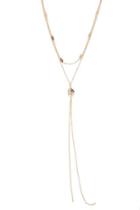 Forever21 Hammered Pendant Layered Drop Chain Necklace