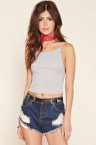 Forever21 Women's  Heather Grey Strappy Cropped Cami