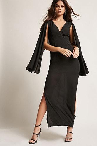 Forever21 Cape-sleeve Chiffon Maxi Dress