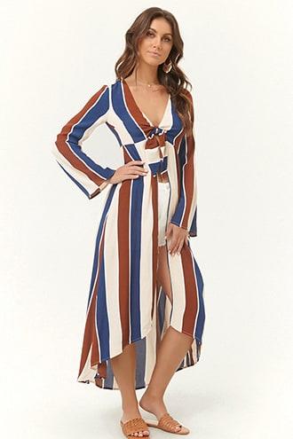 Forever21 Striped Tie-front Duster Jacket