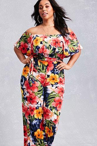 Forever21 Plus Size Tropical Jumpsuit