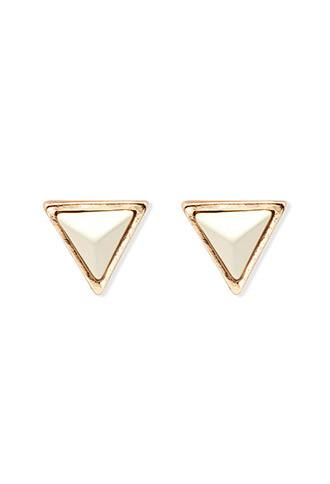 Forever21 Triangular Stud Earrings (gold/cream)
