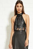 Forever21 Nightwalker Faux Leather Fringe Crop Top