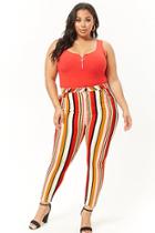 Forever21 Plus Size Striped Skinny Jeans