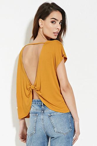 Love21 Women's  Mustard Contemporary Bow-back Top