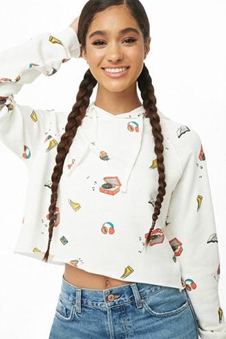 Forever21 French Terry Music Theme Hoodie