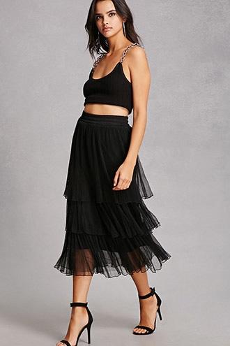 Forever21 Tiered Semi-sheer Pleated Skirt