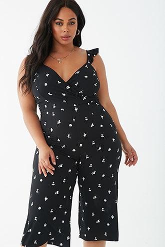 Forever21 Plus Size Abstract Floral Jumpsuit