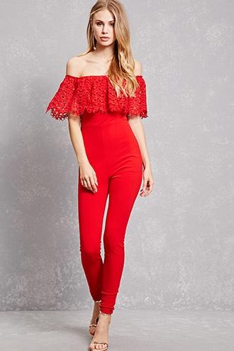 Forever21 Crochet Flounce Jumpsuit