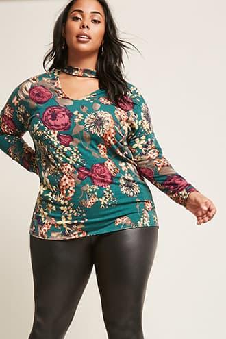 Forever21 Plus Size Floral Cutout Top