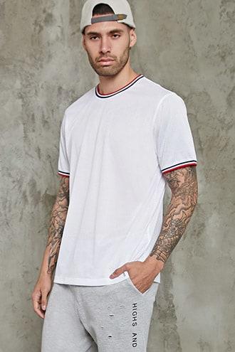 Forever21 Striped Jersey Mesh Tee