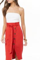 Forever21 Belted Asymmetrical Button-front Skirt