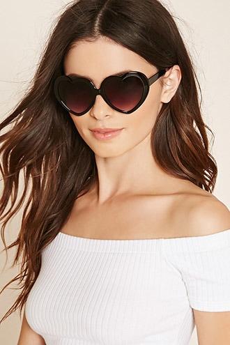Forever21 Black & Grey Heart-shaped Sunglasses