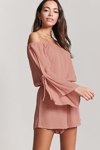 Forever21 Crinkled Off-the-shoulder Romper