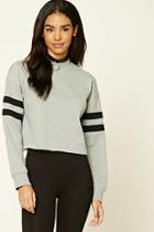 Forever21 Women's  Raw-cut Striped Sweatshirt