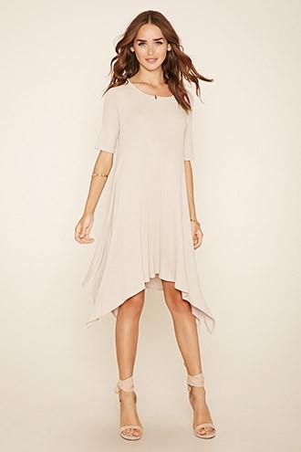Forever21 Women's  Taupe Ribbed Knit Trapeze Dress
