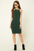 Forever21 Women's  Hunter Green Square-neck Bodycon Dress