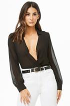 Forever21 Plunging Surplice Chiffon Top