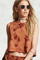 Forever21 Crystal Dye Cropped Muscle Tee