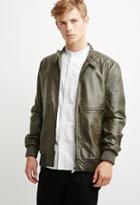 21 Men Faux Leather Snap-collar Jacket