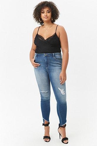 Forever21 Plus Size Frayed Skinny Jeans