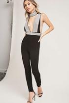 Forever21 Rhinestone Mock Neck Jumpsuit