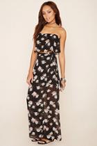 Forever21 Women's  Faux-wrap Floral Maxi Skirt
