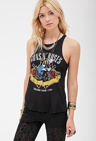 Forever21 Guns N' Roses Graphic Tank Black/multi Small