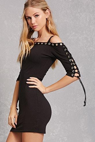 Forever21 Open-shoulder Grommet Dress