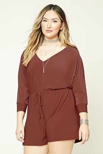 Forever21 Plus Women's  Amber Plus Size V-neck Romper